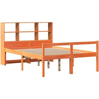 vidaXL Bookcase Bed without Mattress Wax Brown 120x190 cm Small Double Solid Wood vidaXL