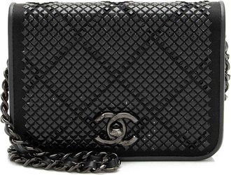 Chanel Black Crystal Satin Mini Chain Crossbody (Authentic Pre-Loved)