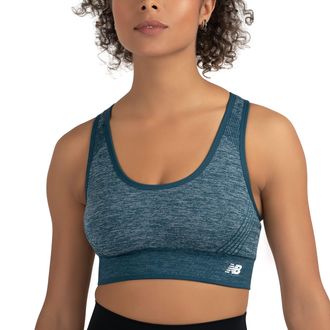 New Balance Womens Seamless Sports Bra, Opaque, Dark Blue, M