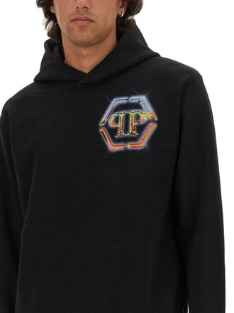 Philipp Plein Logo-Embroidered Cotton Sweatshirt - Black