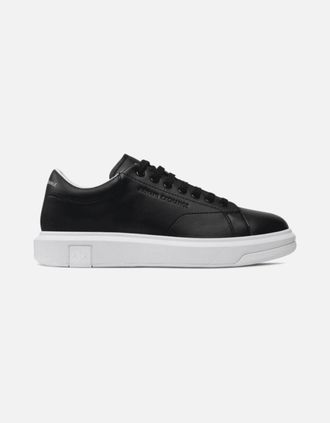 A|X Armani Exchange Mens Action Leather Black/White Sneaker Trainer - Black/Black - Size: 10