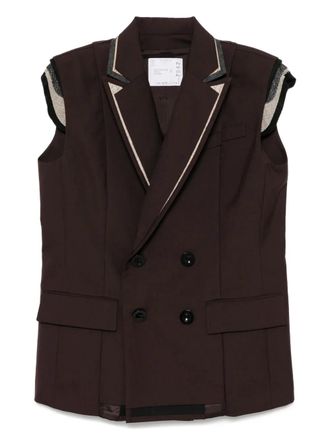 sacai double-breasted waistcoat - Brown