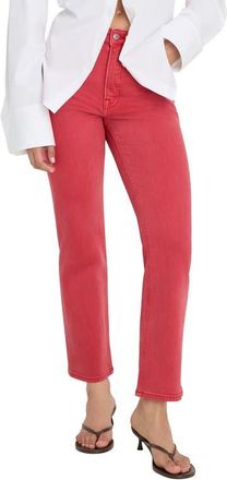 Good American Good Icon Ankle Slim Straight Leg Jeans in Cherry Red at Nordstrom, Size 15