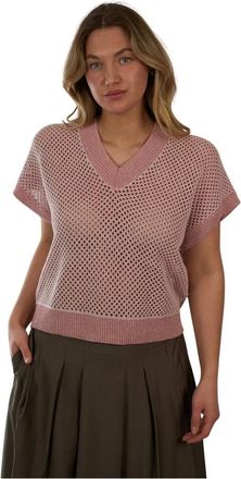 PESERICO Truien & Vesten, Dames, Roze, L, Katoen, Opengebreide Top