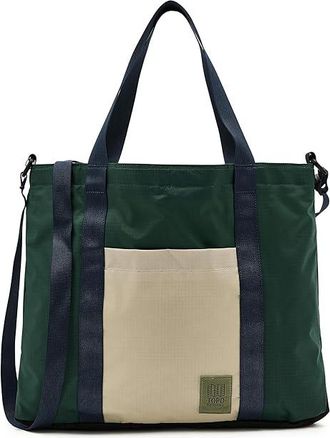 Topo Designs Mountain Essential Tote Handbags Forest/Bone White, Nylon