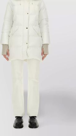 Moorer long quilted coat fur hood