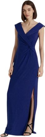 Ralph Lauren Elegante vestido largo con cuello en V - Dresses - Mujer - Azul - S