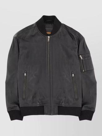 HUGO BOSS lamb leather regular-fit bomber jacket