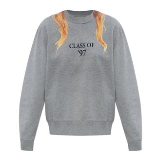 Maison Margiela Bedrukte Sweatshirt - Dames - Sweatshirts - Grijs - XS - Katoen - Hoodies & sweatvesten