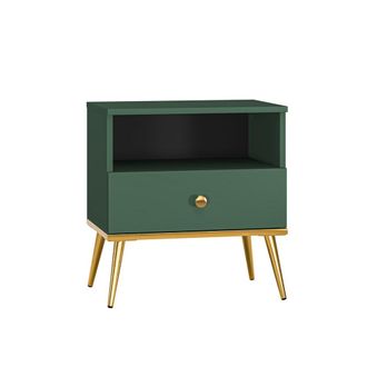 Petits Meubles Mesita de noche 1 caj&oacute;n estratificado Verde