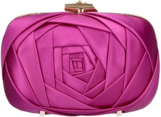 Roger Vivier Rectangular Satin Pouch with Rose Petal Design and Chain Strap