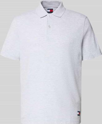 Tommy Jeans Regular Fit Poloshirt aus reiner Baumwolle in Hellgrau Melange, Gr&ouml;&szlig;e XXL