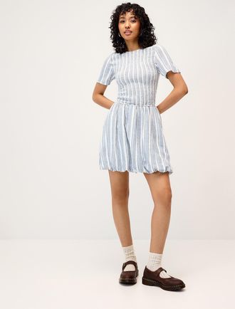 Only Womens Linen-blend smocked balloon dress