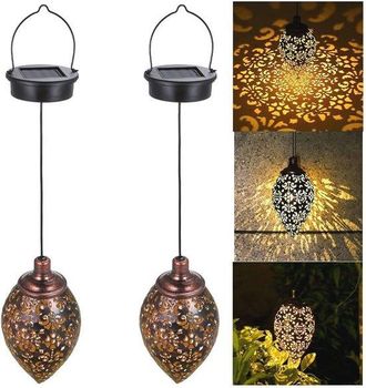 OEM Farol Solar Decorativo Para Exteriores - L&aacute;mpara Colgante De Metal De 2 Piezas Con Led