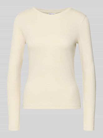 Jake*s Casual Longsleeve in Ripp-Optik mit Rundhalsausschnitt in Ecru, Gr&ouml;&szlig;e XL