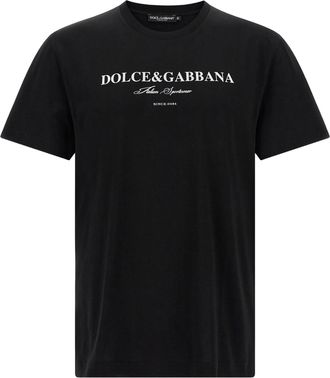 Dolce & Gabbana Unisex Flocked Logo T-Shirt in Black Cotton - Size X-Large