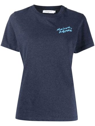 Maison Kitsun&eacute; logo-print cotton T-Shirt - Blue