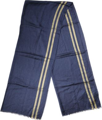 Dolce & Gabbana Blue Cashmere Neck Wrap Shawl Fringes Womens Scarf