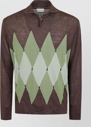 Ballantyne cotton long-sleeve polo jumper