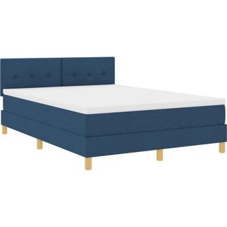 vidaXL Box Spring Bed with Mattress Blue 160 x 200 cm Fabric vidaXL