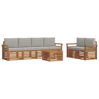vidaXL Conjunto De Sof&aacute;s De Exterior 7 Pcs Gris Natural Y Claro Vidaxl