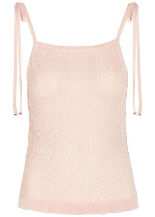 Ganni Pointelle Knit top - Light Pink - S (UK8-10 / S)