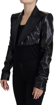 Dolce & Gabbana Womens Black Long Sleeves Crop Blazer Cotton Jacket Clothing