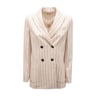 Circolo 1901 Blazers, female, White, Size: XL Fd3560 D.petto Lino Cotone