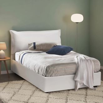 Talamo Italia Talamo Italia - Cama De Plaza Y Media Olivia, Cama Contenedor Con Tapizado En Ecopiel, 100% Made In Italy, Apertura Frontal, Adecuado Para Colch&oacute;n 120