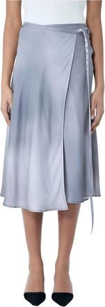 Acne Studios Satin Wrap Rok - Dames - Midirokken - Grijs - L - Satijn - Rokken