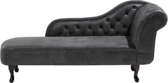 Beliani Beliani - Chaise longue de gamuza sintética gris oscuro con botones versión derecha Nimes
