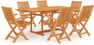 vidaXL Conjunto De Comedor De Jard&iacute;n 7 Piezas Madera Maciza De Teca Vidaxl