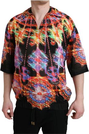 Dolce & Gabbana Luminarie Print Katoenen T-shirt - Heren - Korte mouwen Overhemden - Veelkleurig - 3XS - Katoen - Overhemden
