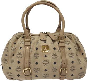 MCM Visetos Beige Canvas Handbag (Pre-Owned)