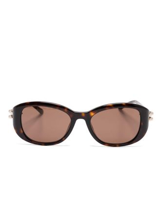Alexander McQueen Eyewear Occhiali da sole con effetto tartarugato - Marrone