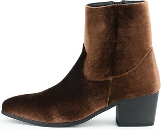 Generic High Heel Heighten Side Zipper Chelsea Boots for Men Pointed Toe Chunky Block Heel Dress Ankle Boot for Business Party Wedding,Brown,10.5 UK