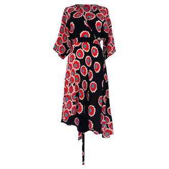 Diane Von F&uuml;rstenberg Diane Von Furstenberg Beach Kimono Printed Dress in Multicolor Silk
