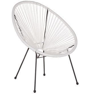 Beliani Beliani - Silla De Balc&oacute;n De Rat&aacute;n Sint&eacute;tico Blanco Resistente A La Intemperie Sala De Estar Jard&iacute;n Bistr&oacute; Moderno Acapulco Ii