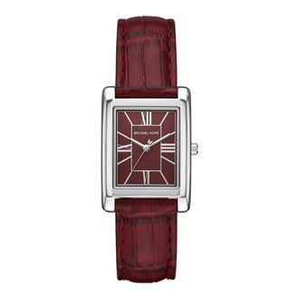 Michael Kors Essex Rechthoekig Horloge - Dames - Accessoires - Rood - Maat: ONE Size Leer