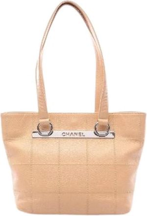 Chanel Pre-owned Choco Bar Tote Bag - Dames - Vintage Shopper - Beige - ONE Size - Leer - Vintage