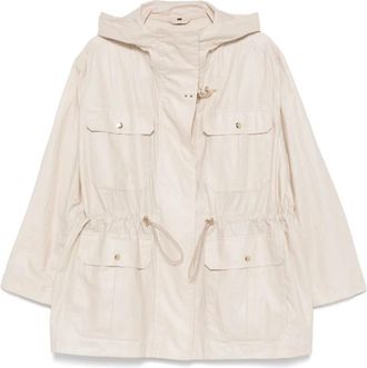 Fay Linnen en Katoen Canvas Parka - Dames - Parka Jassen - Wit - L - Katoen - Jassen