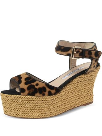 Brian Atwood leopard-print espadrille sandals - women - Calf Leather/Pony Fur/Calf Leather - 39 - Brown