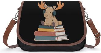 Generic Music Moose on Books Small Womens Crossbody Bags Shoulder Handbag with Adjustable Strap for Travel