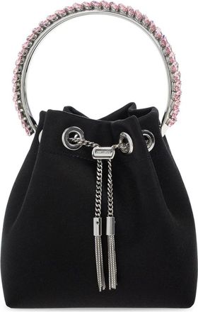 Jimmy Choo London Bon Bon Bucket Bag - Dames - Schoudertassen - Zwart - ONE Size - Satijn - Tassen