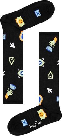 Happy Socks Pixel Crew Socks - Dames - Sokken - Zwart - S - Katoen - Ondergoed