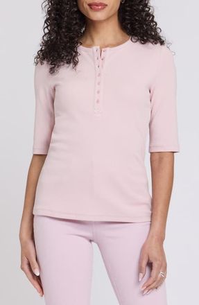 NYDJ Rib Henley in Rock Flower at Nordstrom, Size Xx-Small