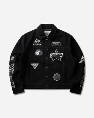 Wrangler Men s Avirex Suede Trucker Jacket Black