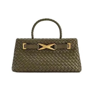 Generic Woven Bag Handbag Shoulder Crossbody Womens Sensation Spring Soft PU Leather(Army green)