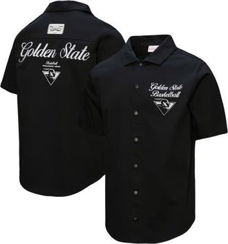 Mitchell & Ness Mens Mitchell & Ness Black Golden State Warriors Hardwood Classics Camp Shirt at Nordstrom, Size X-Large