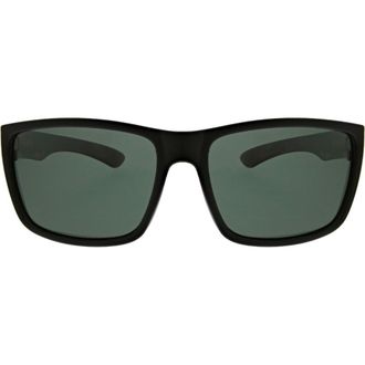 Hurley 52mm Beveled Polarized Rectangular Wrap Sunglasses in Black at Nordstrom Rack